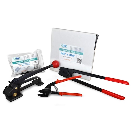 Idl Packaging 5/8" Basic Steel Strapping Kit, 200 Ft. Tensioner/Sealer/Cutter B.SSK.58.200